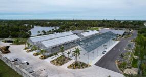 The Naples Botanical Garden horticulture campus includes 2 production greenhouses and an open-shade structure constructed by Prospiant.